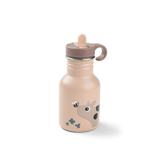 Done by Deer Metal Bottle - Tiny Farm Pink-Drinking Bottles-Tiny Farm Pink-350ml | Natural Baby Shower