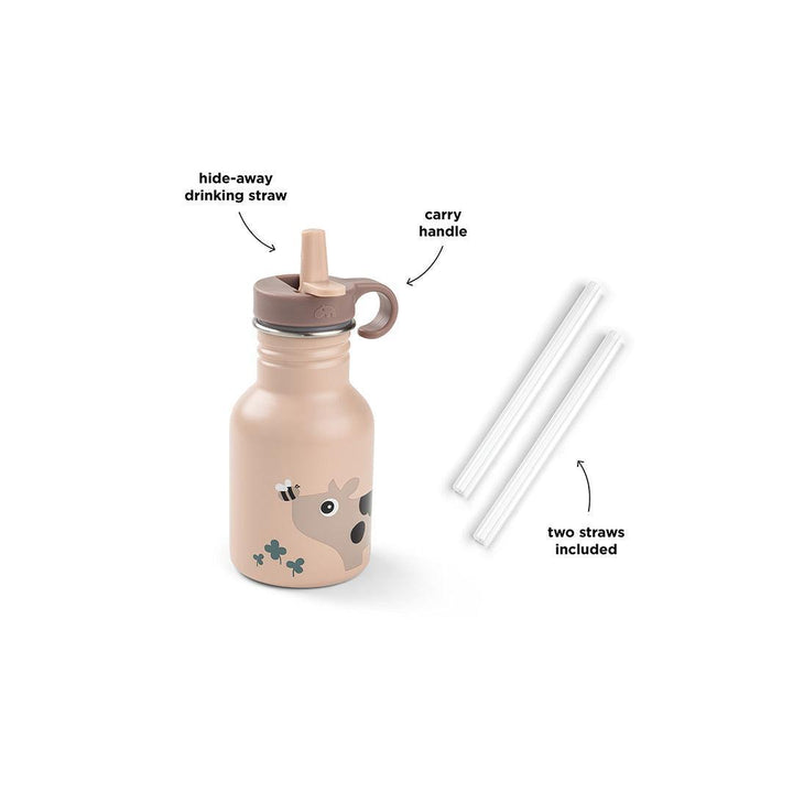 Done by Deer Metal Bottle - Tiny Farm Pink-Drinking Bottles-Tiny Farm Pink-350ml | Natural Baby Shower