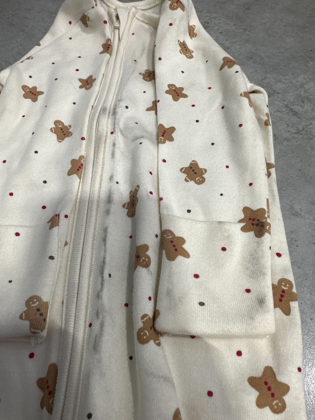 Outlet - MORI Christmas Zip-Up Sleepsuit - Gingerbread Print-Sleepsuits-Gingerbread Print-6-9m | Natural Baby Shower