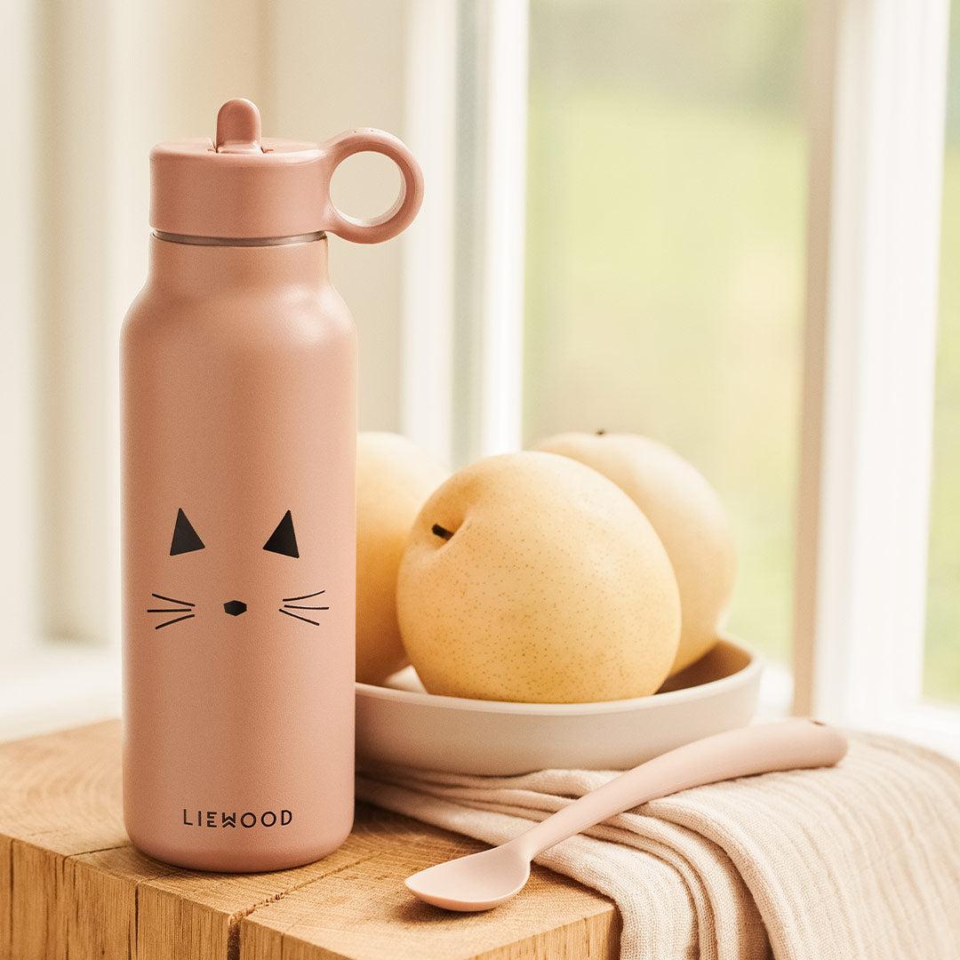 Liewood Falk Water Bottle 350ml - Cat Dark Rose-Drinking Bottles-Cat Dark Rose-One Size | Natural Baby Shower