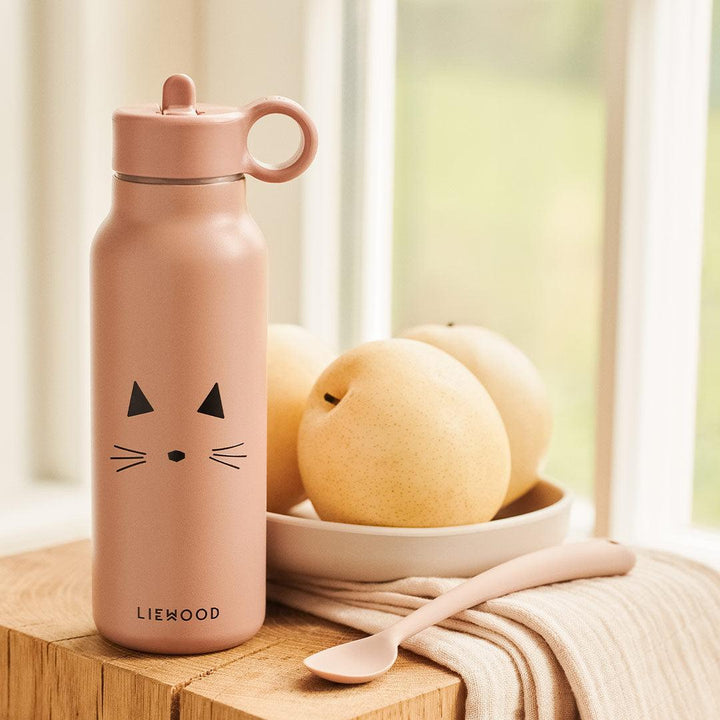 Liewood Falk Water Bottle 350ml - Cat Dark Rose-Drinking Bottles-Cat Dark Rose-One Size | Natural Baby Shower