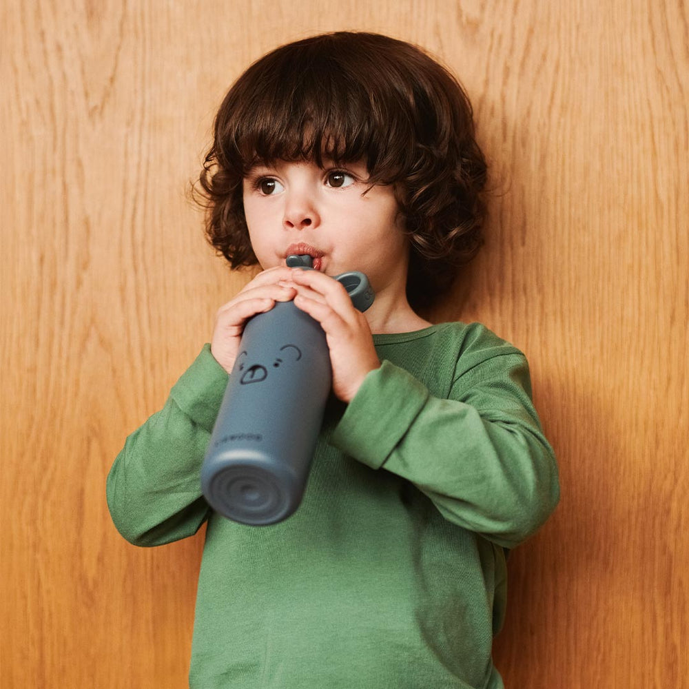 Liewood Falk Water Bottle 350ml - Mr Bear Whale Blue-Drinking Bottles-Mr Bear Whale Blue-One Size | Natural Baby Shower