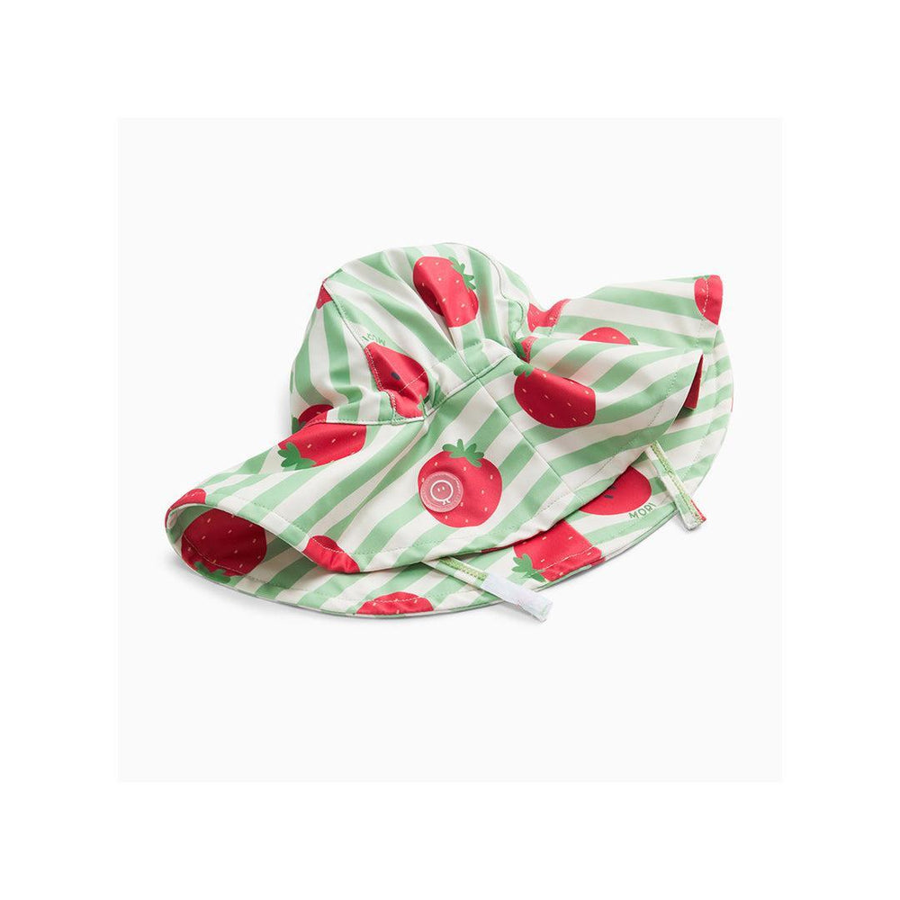 MORI Floppy Sun Safe Swim Hat - Strawberry & Green Stripe-Hats-Strawberry & Green Stripe-0-3m | Natural Baby Shower