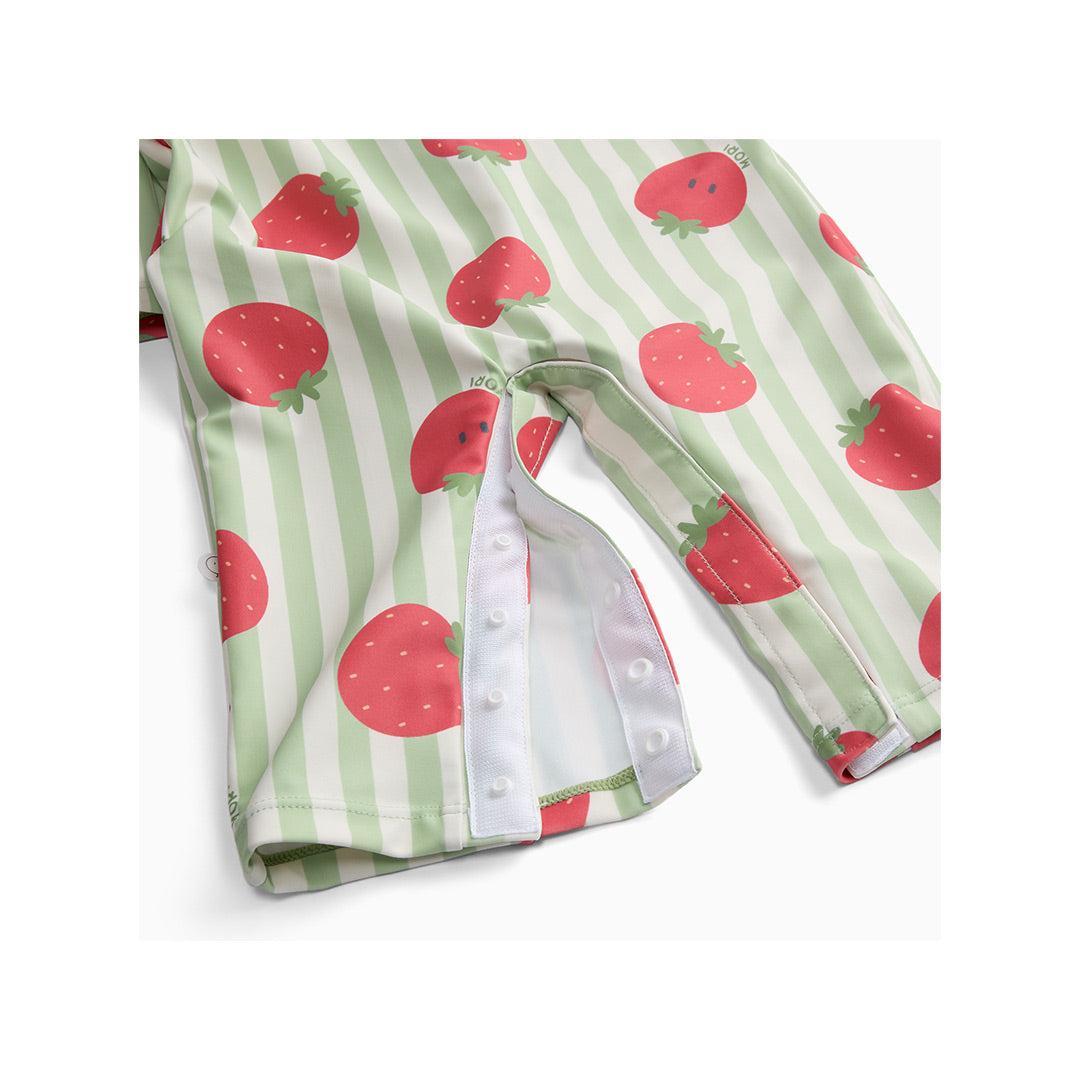 MORI Stripe Sun Safe Suit - Strawberry & Green Stripe-Swimsuits-Strawberry & Green Stripe-0-3m | Natural Baby Shower