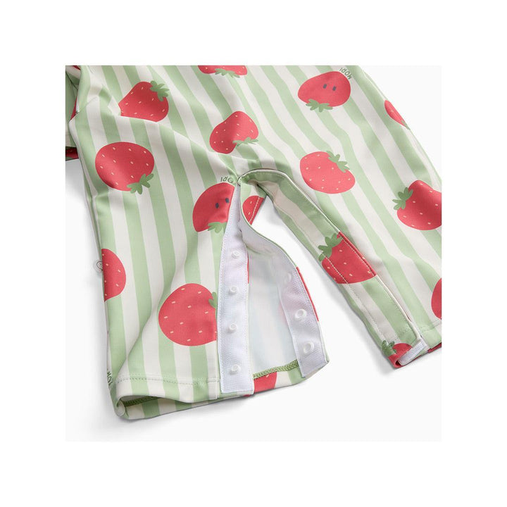 MORI Stripe Sun Safe Suit - Strawberry & Green Stripe-Swimsuits-Strawberry & Green Stripe-0-3m | Natural Baby Shower