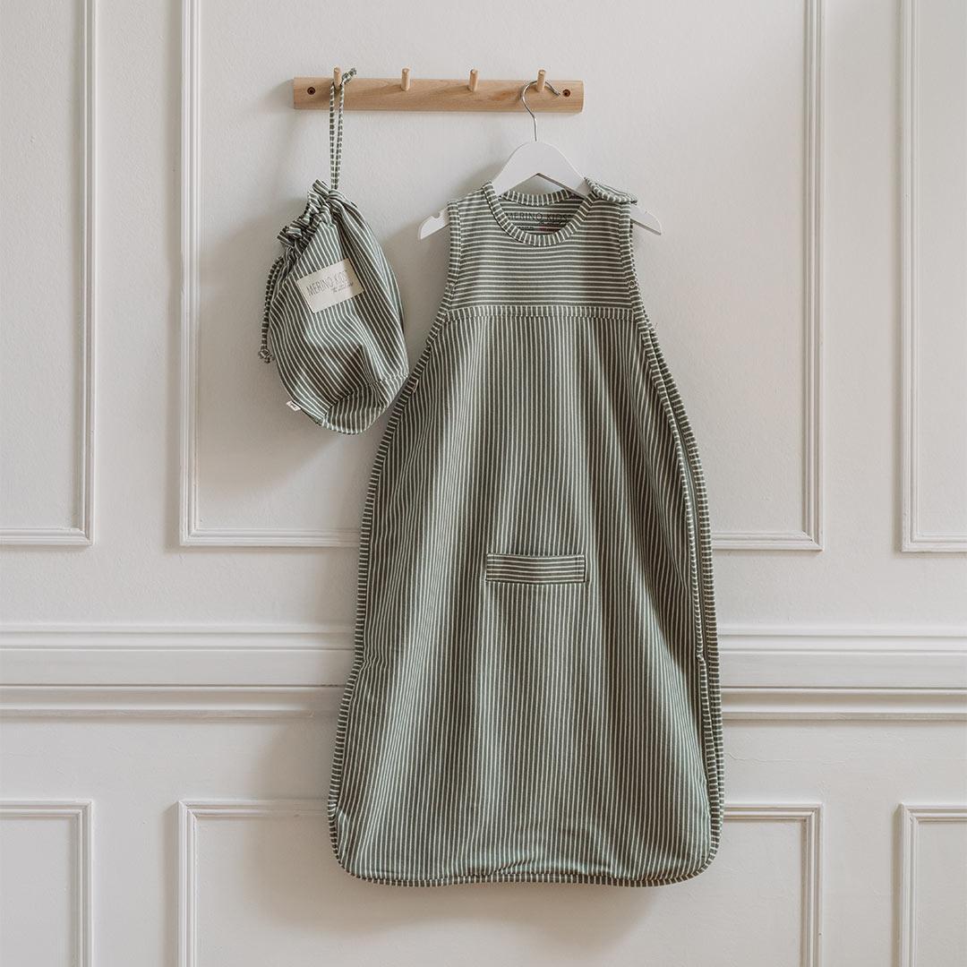 Merino Kids Go Go Sleeping Bag - All Seasons - Olive Stripe-Sleeping Bags-3-24m-Olive | Natural Baby Shower