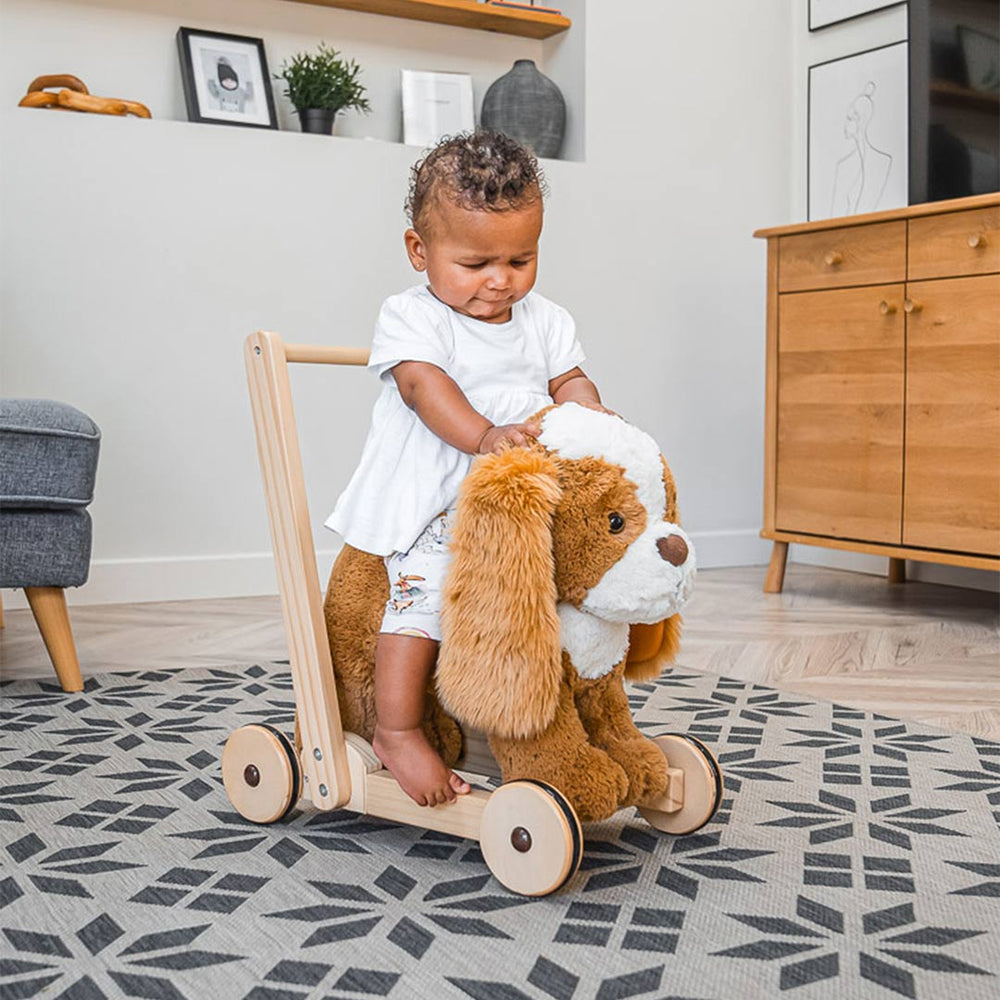 Little Bird Told Me Peanut Pup Baby Walker / Push Along - Brown-Push-Alongs-Brown-12m+ | Natural Baby Shower