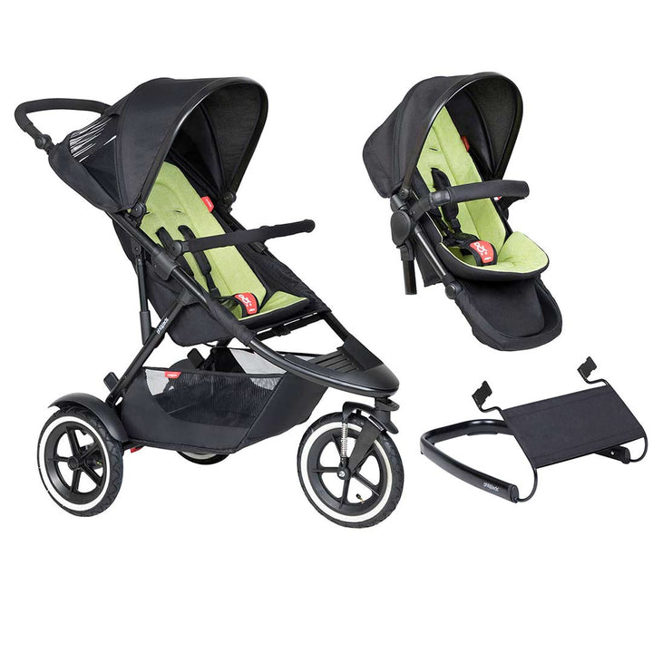 Phil & Teds Sport Pushchair + Double Kit - Black-Stroller Bundles-Black-Lazy Ted | Natural Baby Shower