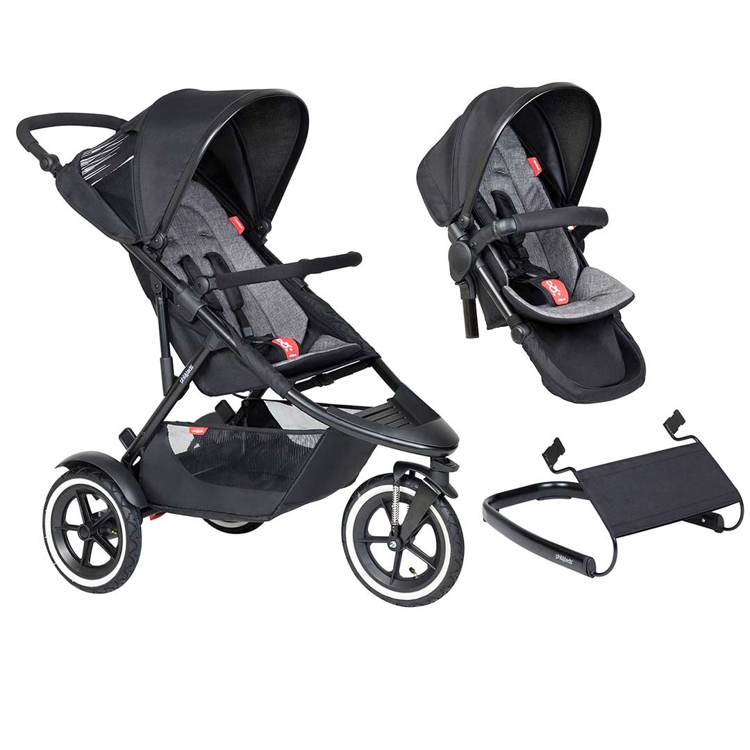 Phil & Teds Sport Pushchair + Double Kit - Charcoal-Stroller Bundles-Charcoal-Lazy Ted | Natural Baby Shower