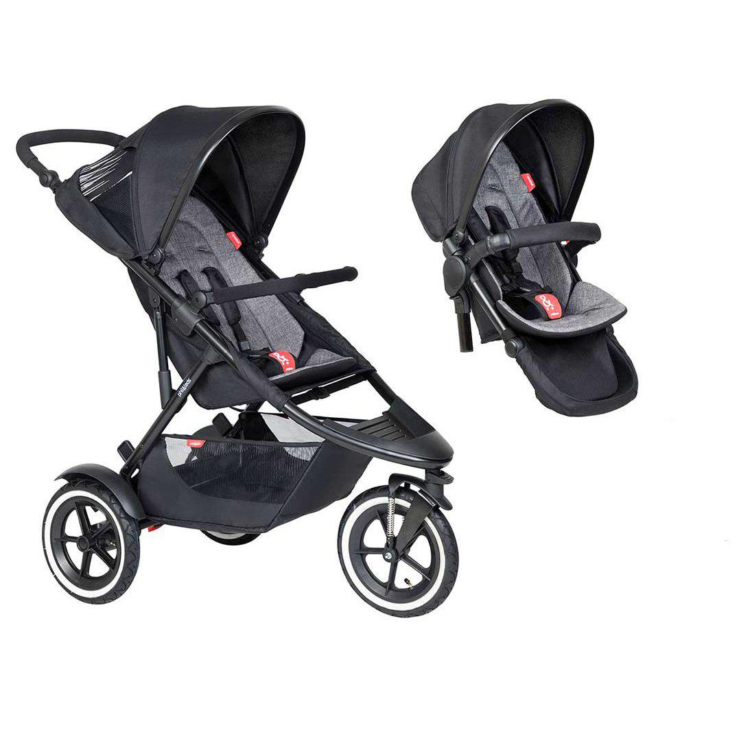 Phil & Teds Sport Pushchair + Double Kit - Charcoal-Stroller Bundles-Charcoal-No Lazy Ted | Natural Baby Shower