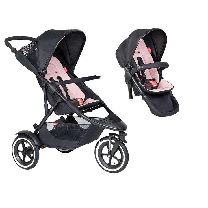 Phil & Teds Sport Pushchair + Double Kit - Blush-Stroller Bundles-Blush-No Lazy Ted | Natural Baby Shower