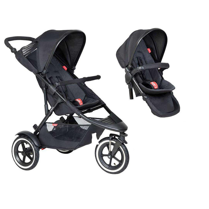 Phil & Teds Sport Pushchair + Double Kit - Black-Stroller Bundles-Black-No Lazy Ted | Natural Baby Shower