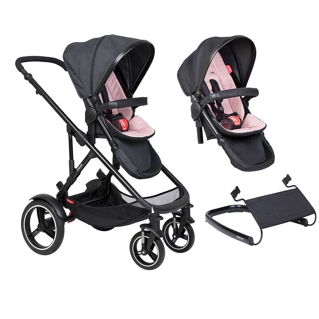 Phil & Teds Voyager Pushchair + Double Kit - Blush-Stroller Bundles-Blush-Lazy Ted | Natural Baby Shower