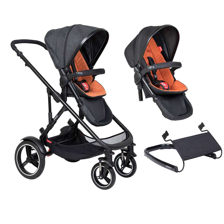 Phil & Teds Voyager Pushchair + Double Kit - Rust-Stroller Bundles-Rust-Lazy Ted | Natural Baby Shower
