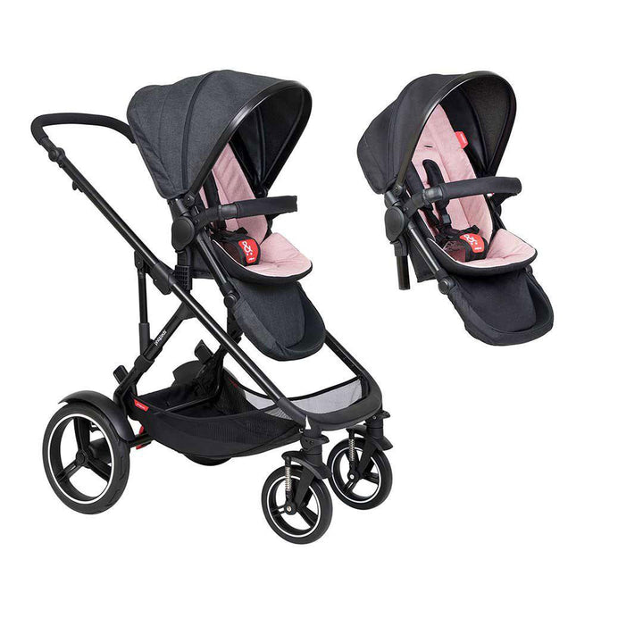 Phil & Teds Voyager Pushchair + Double Kit - Blush-Stroller Bundles-Blush-No Lazy Ted | Natural Baby Shower