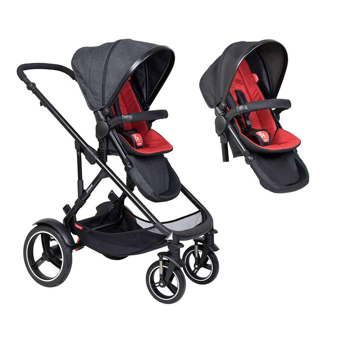 Phil & Teds Voyager Pushchair + Double Kit - Chilli-Stroller Bundles-Chilli-No Lazy Ted | Natural Baby Shower