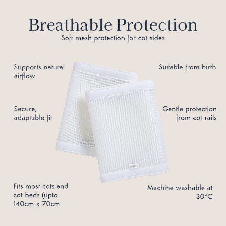 Purflo Breathable Cot Wrap - Soft White-Cot Bumpers- | Natural Baby Shower