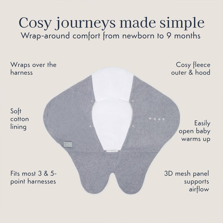 Purflo Cosy Wrap Travel Blanket - Minimal Grey-Car Seat Inlays- | Natural Baby Shower