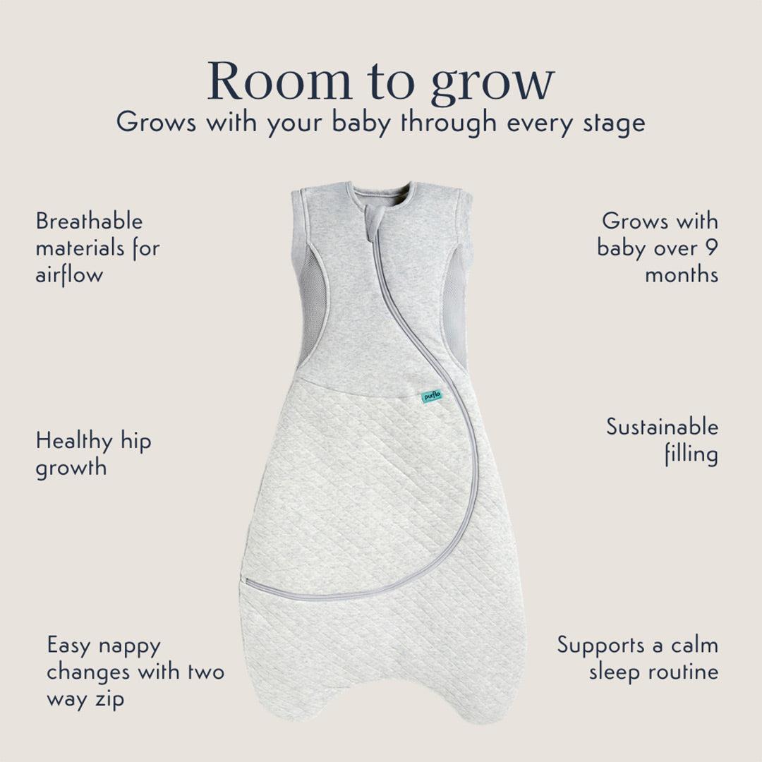 Purflo Cuddle To Sleep Bag - 2.5 Tog - Minimal Grey-Sleeping Bags- | Natural Baby Shower