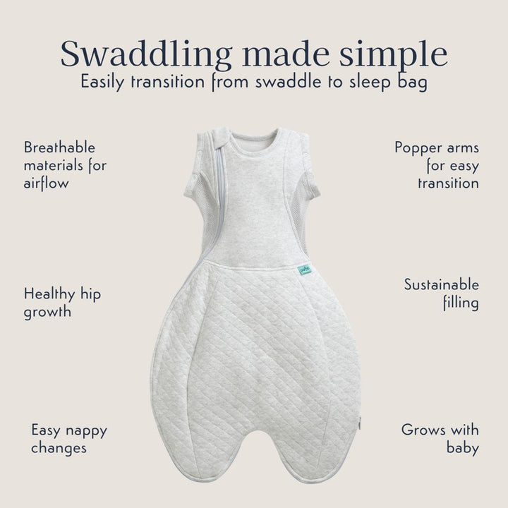 Purflo Swaddle To Sleep Bag - Minimal Grey - TOG 2.5-Sleepsack Swaddles- | Natural Baby Shower