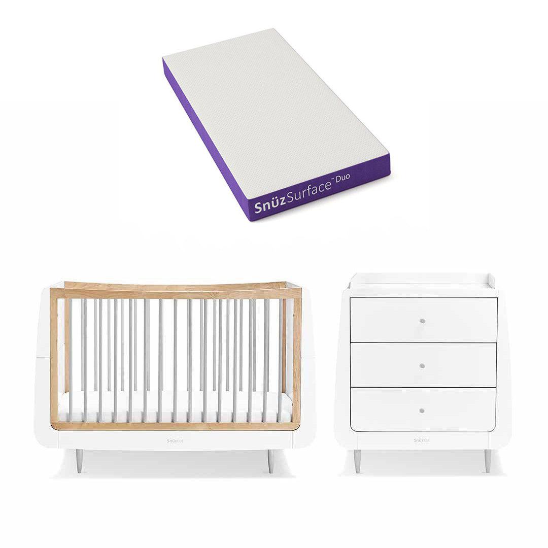 SnuzKot Skandi 2 Piece Nursery Furniture Set - Grey-Nursery Sets-Grey-Snuz Surface Duo Dual-Sided Cot Mattress | Natural Baby Shower