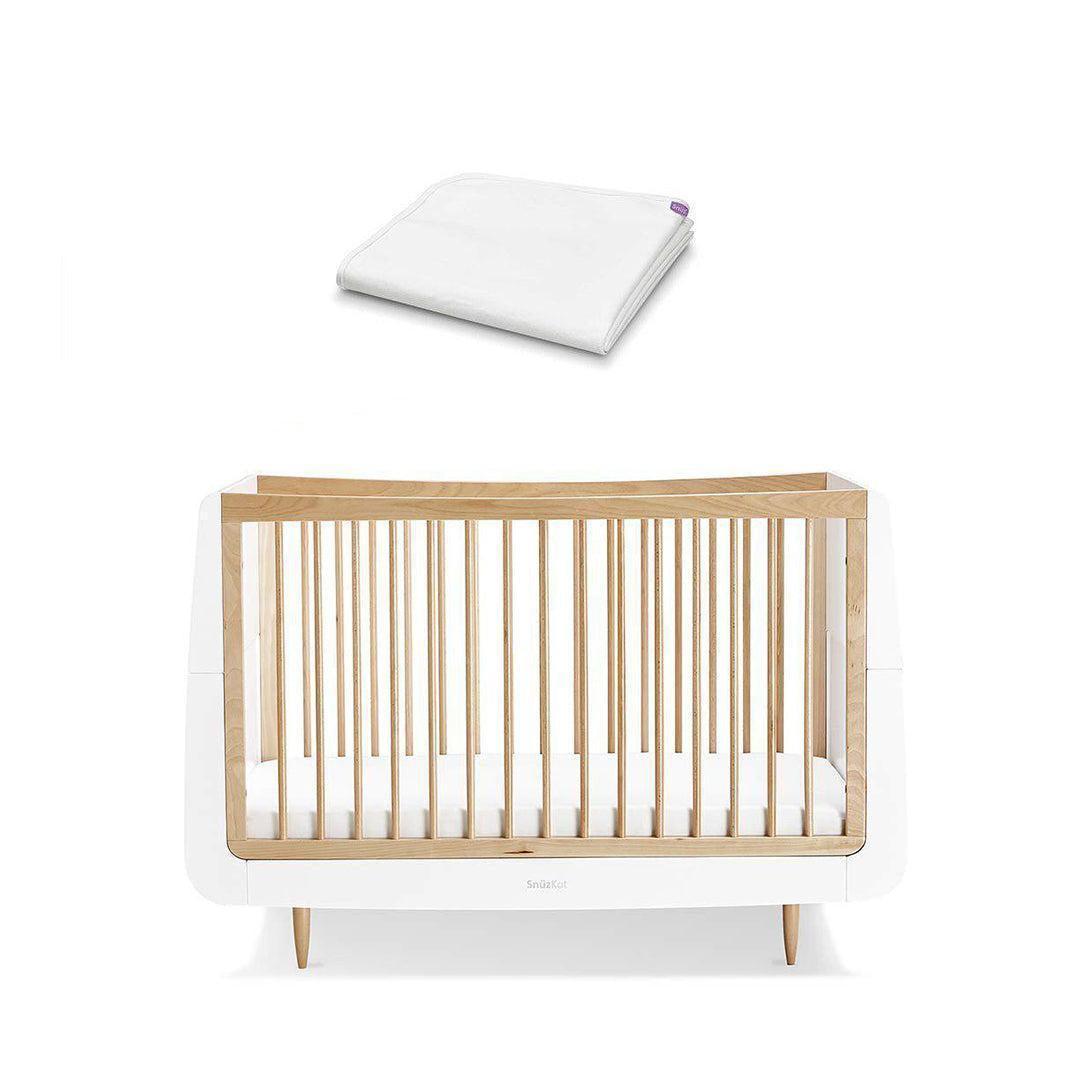 SnuzKot Skandi Cot Bed - Natural-Cot Beds-Without Mattress-With Mattress Protector | Natural Baby Shower