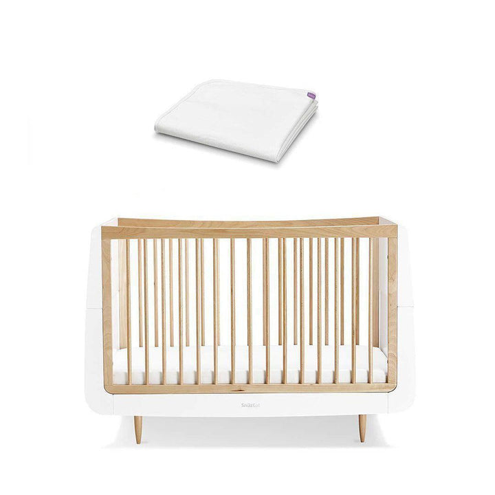 SnuzKot Skandi Cot Bed - Natural-Cot Beds-Without Mattress-With Mattress Protector | Natural Baby Shower