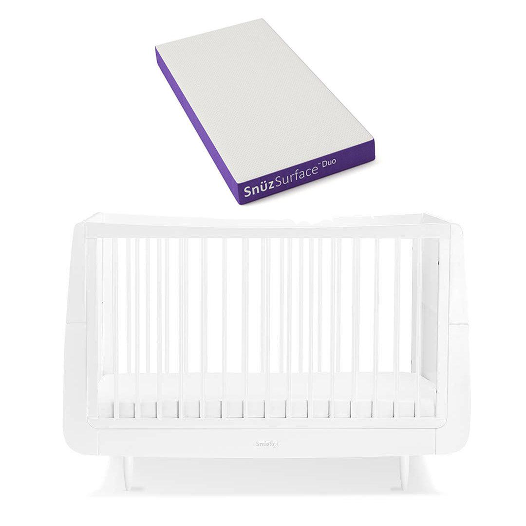SnuzKot Skandi Cot Bed - White-Cot Beds-White-Snuz Surface Duo Dual-Sided Cot Mattress | Natural Baby Shower