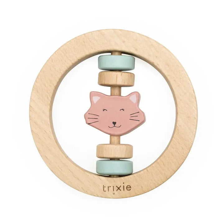 Trixie Wooden Round Rattle - Mrs Cat-Rattles-Mrs Cat- | Natural Baby Shower