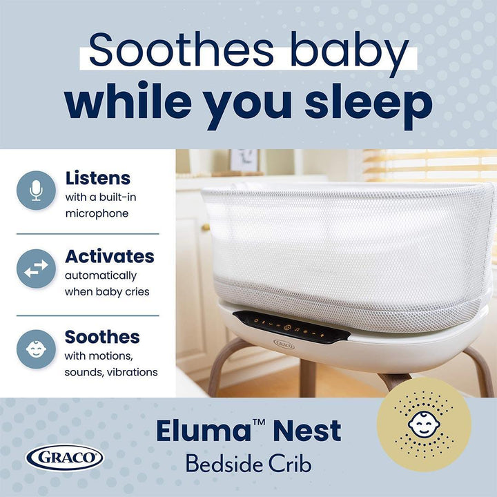 Graco Eluma™ Nest Bedside Crib - Luna-Bedside Cribs- | Natural Baby Shower