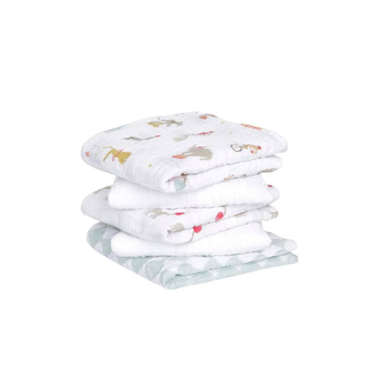 aden + anais Essentials Cotton Muslin Squares 5 Pack - Elephant Circus-Muslin Squares-Elephant Circus-One Size | Natural Baby Shower