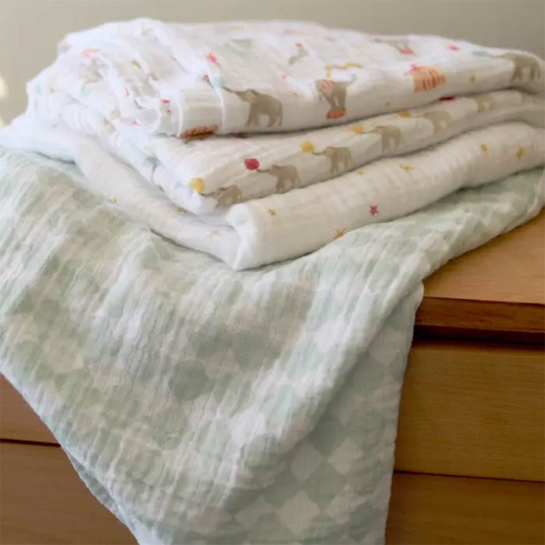 aden + anais Essentials Cotton Muslin Swaddle Blankets 4pk - Elephant Circus-Blankets-Elephant Circus-One Size | Natural Baby Shower