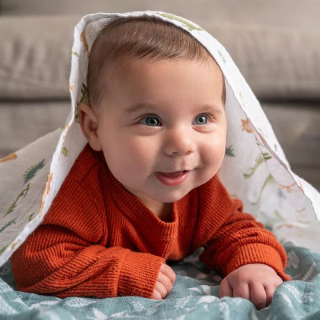aden + anais Essentials Cotton Muslin Swaddle Blankets 2pk - Dino Jungle-Blankets-Dino Jungle-One Size | Natural Baby Shower