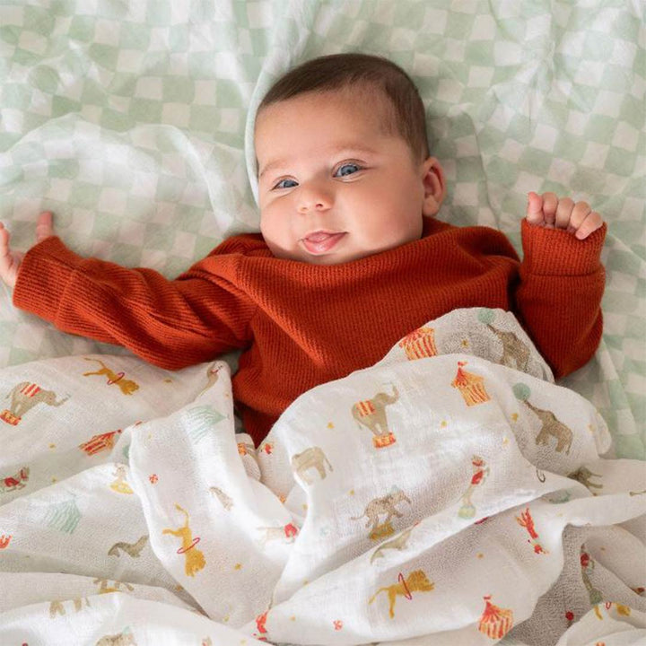 aden + anais Essentials Cotton Muslin Swaddle Blankets 2pk - Elephant Circus-Blankets-Elephant Circus-One Size | Natural Baby Shower