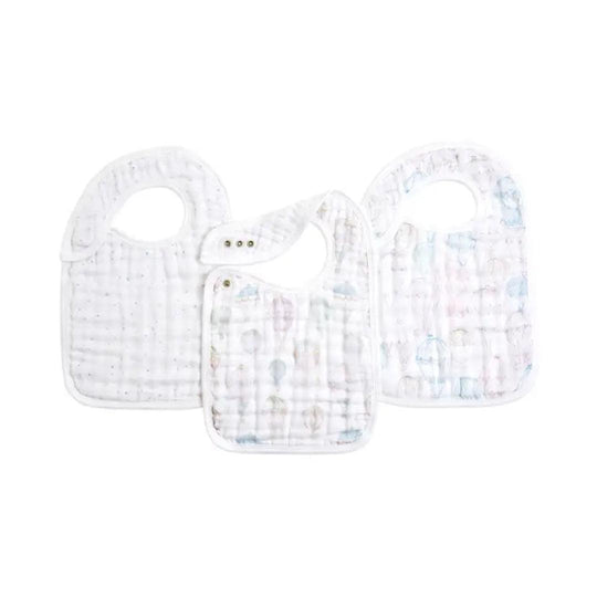 aden + anais Organic Cotton Muslin Snap Bibs 3pk - Above The Clouds-bibs-Above The Clouds-One Size | Natural Baby Shower