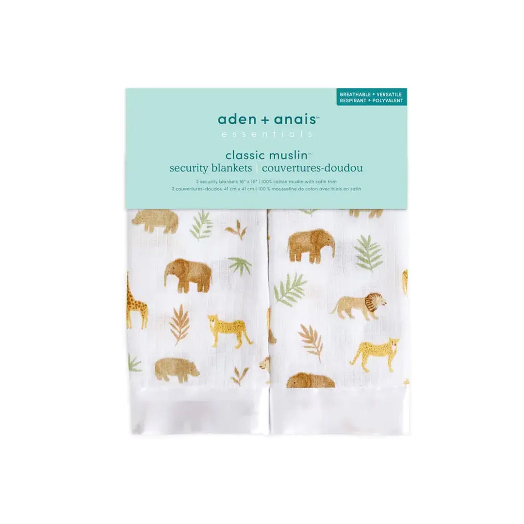 aden + anais Essentials Cotton Muslin Security Blankets - 2 Pack - Tanzania