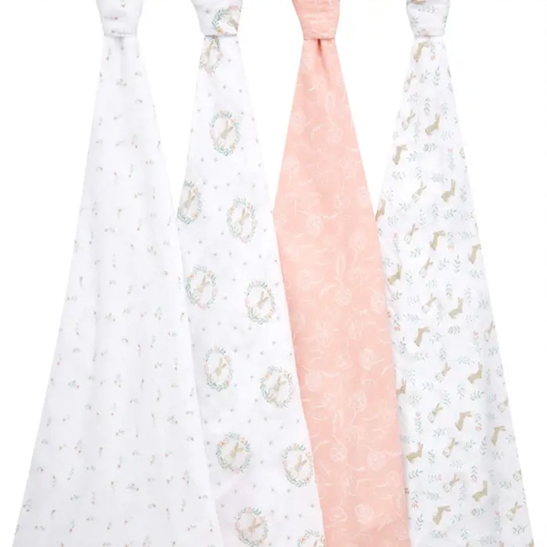 aden + anais Essentials Cotton Muslin Swaddles - 4 Pack - Blushing Bunnies