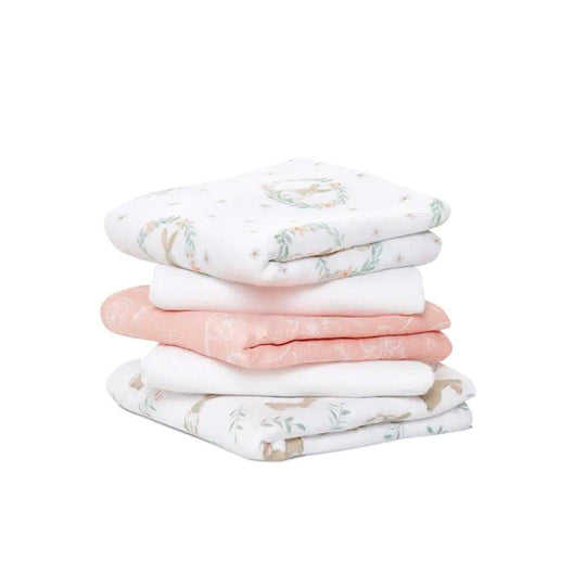 aden + anais Essentials Cotton Muslin Squares - 5 Pack - Blushing Bunnies-Muslin Squares-Blushing Bunnies- | Natural Baby Shower