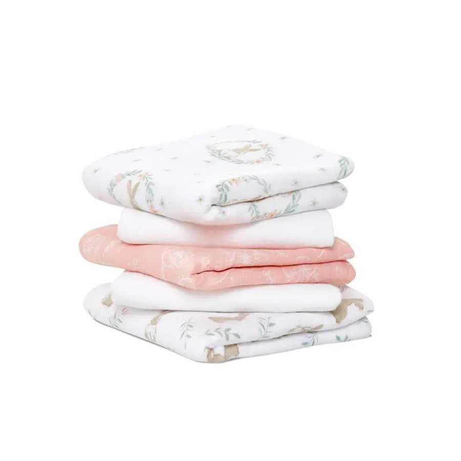 aden + anais Essentials Cotton Muslin Squares - 5 Pack - Blushing Bunnies-Muslin Squares-Blushing Bunnies- | Natural Baby Shower