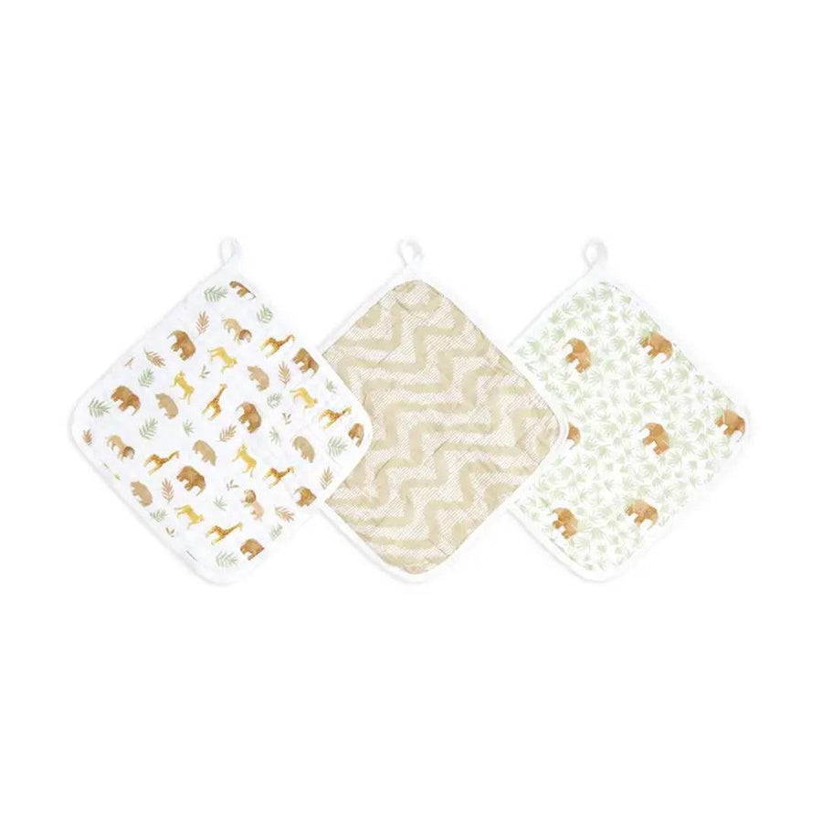 aden + anais Essentials Cotton Muslin Washcloths Set - 3 Pack - Tanzania-Washcloths-Tanzania- | Natural Baby Shower