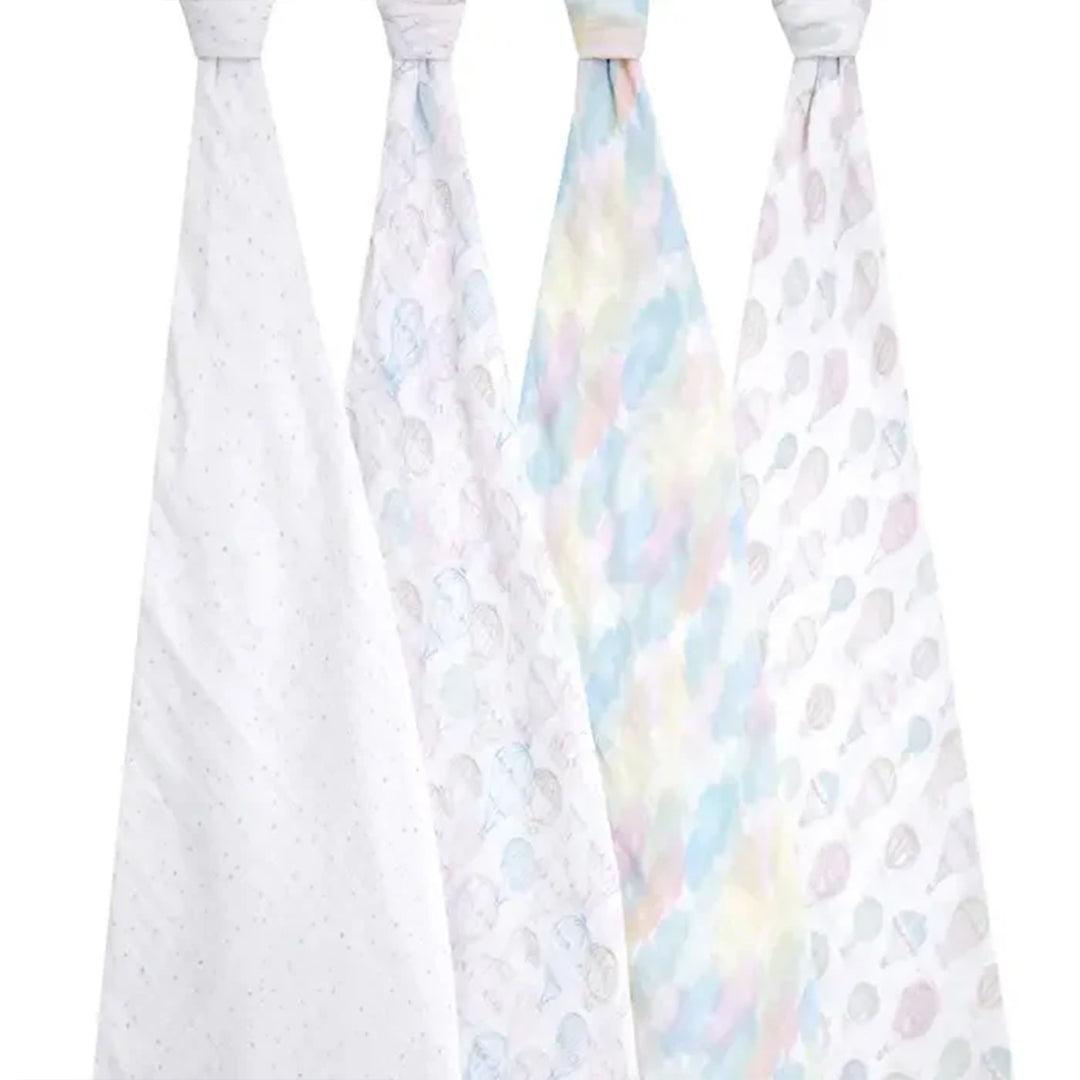 aden + anais Large Organic Cotton Muslin Swaddles 4pk - Above The Clouds-Swaddling Wraps-Above The Clouds-One Size | Natural Baby Shower