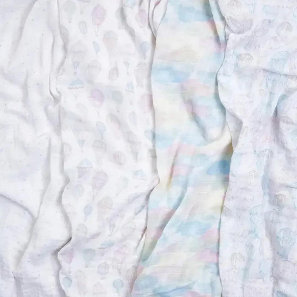 aden + anais Large Organic Cotton Muslin Swaddles 4pk - Above The Clouds-Swaddling Wraps-Above The Clouds-One Size | Natural Baby Shower
