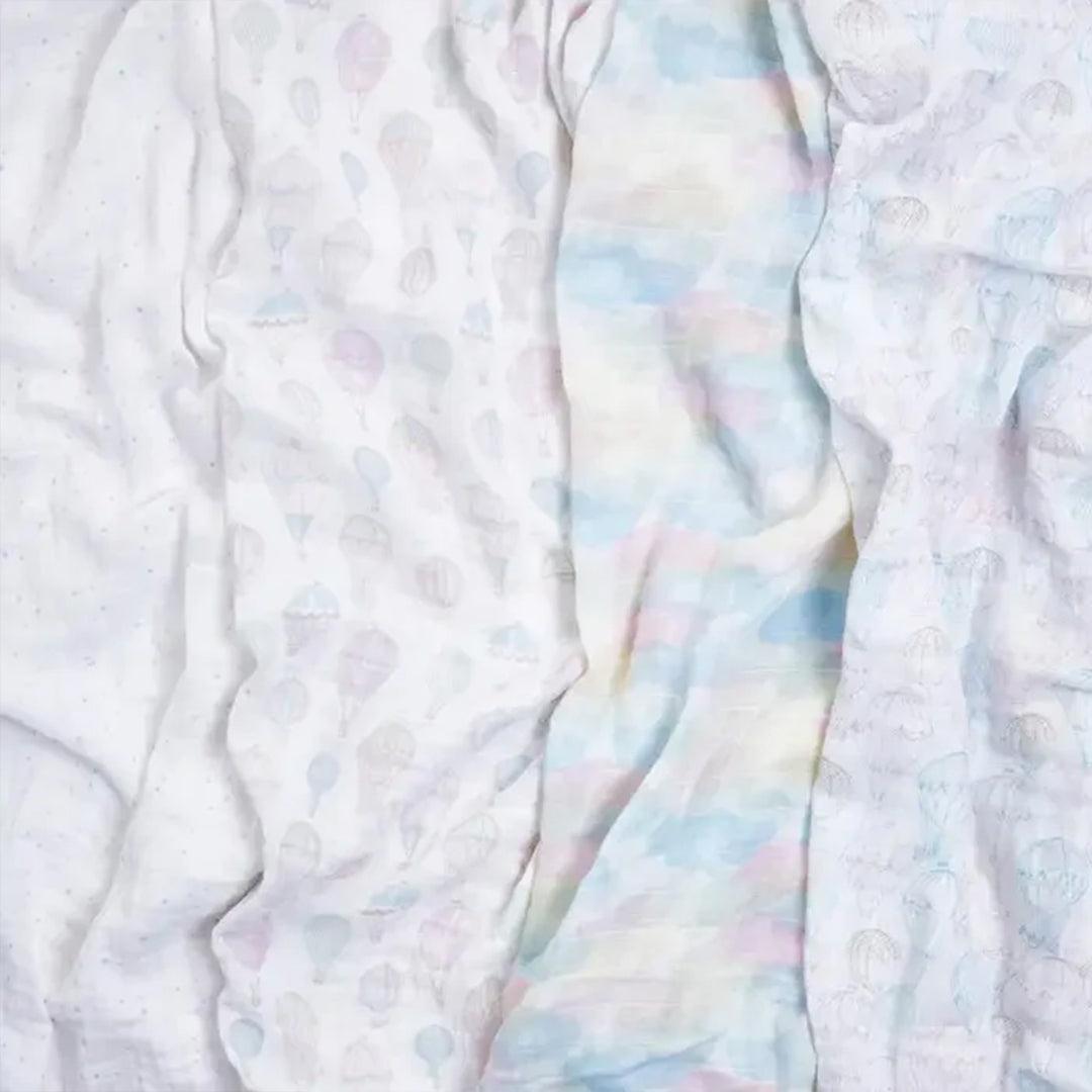 aden + anais Large Organic Cotton Muslin Swaddles 4pk - Above The Clouds-Swaddling Wraps-Above The Clouds-One Size | Natural Baby Shower