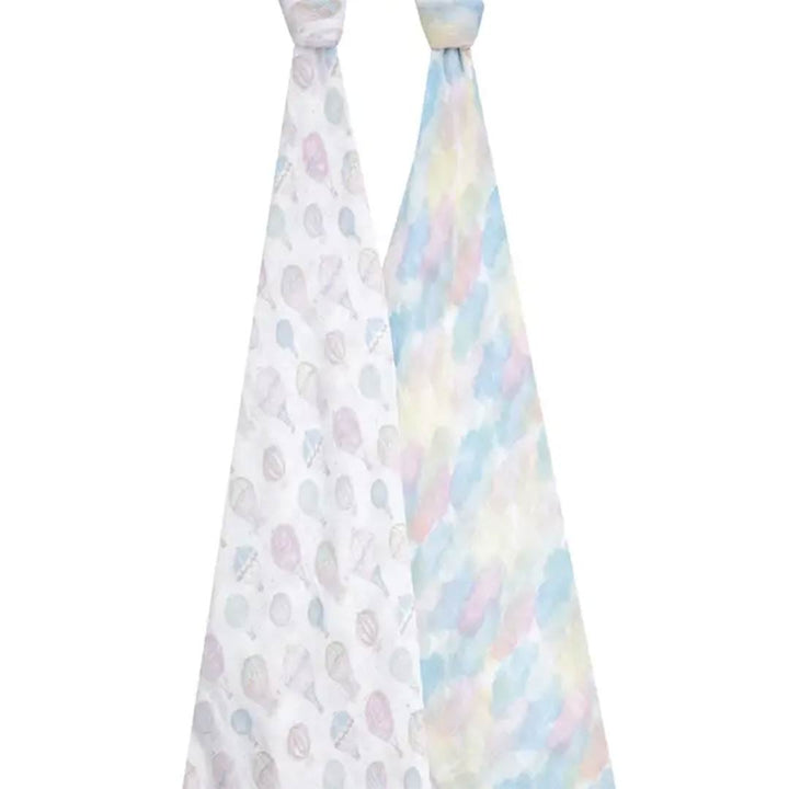 aden + anais Large Organic Cotton Muslin Swaddles 2pk - Above The Clouds-Swaddling Wraps-Above The Clouds-One Size | Natural Baby Shower