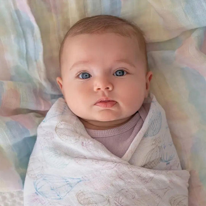 aden + anais Large Organic Cotton Muslin Swaddles 2pk - Above The Clouds-Swaddling Wraps-Above The Clouds-One Size | Natural Baby Shower