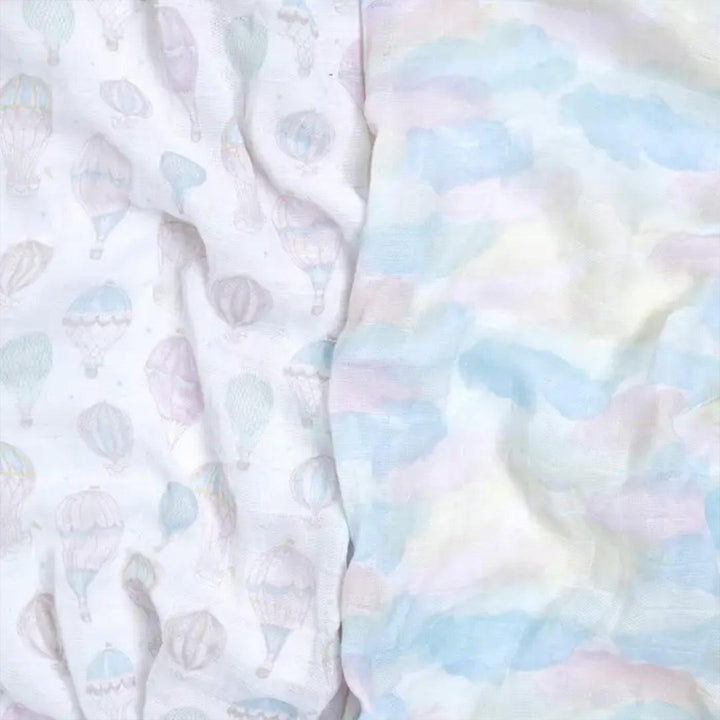 aden + anais Large Organic Cotton Muslin Swaddles 2pk - Above The Clouds-Swaddling Wraps-Above The Clouds-One Size | Natural Baby Shower