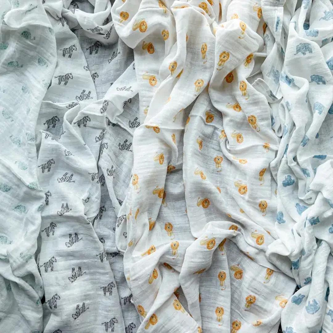 aden + anais Large Organic Cotton Muslin Swaddles 4pk - Animal Kingdom-Swaddling Wraps-Animal Kingdom-One Size | Natural Baby Shower