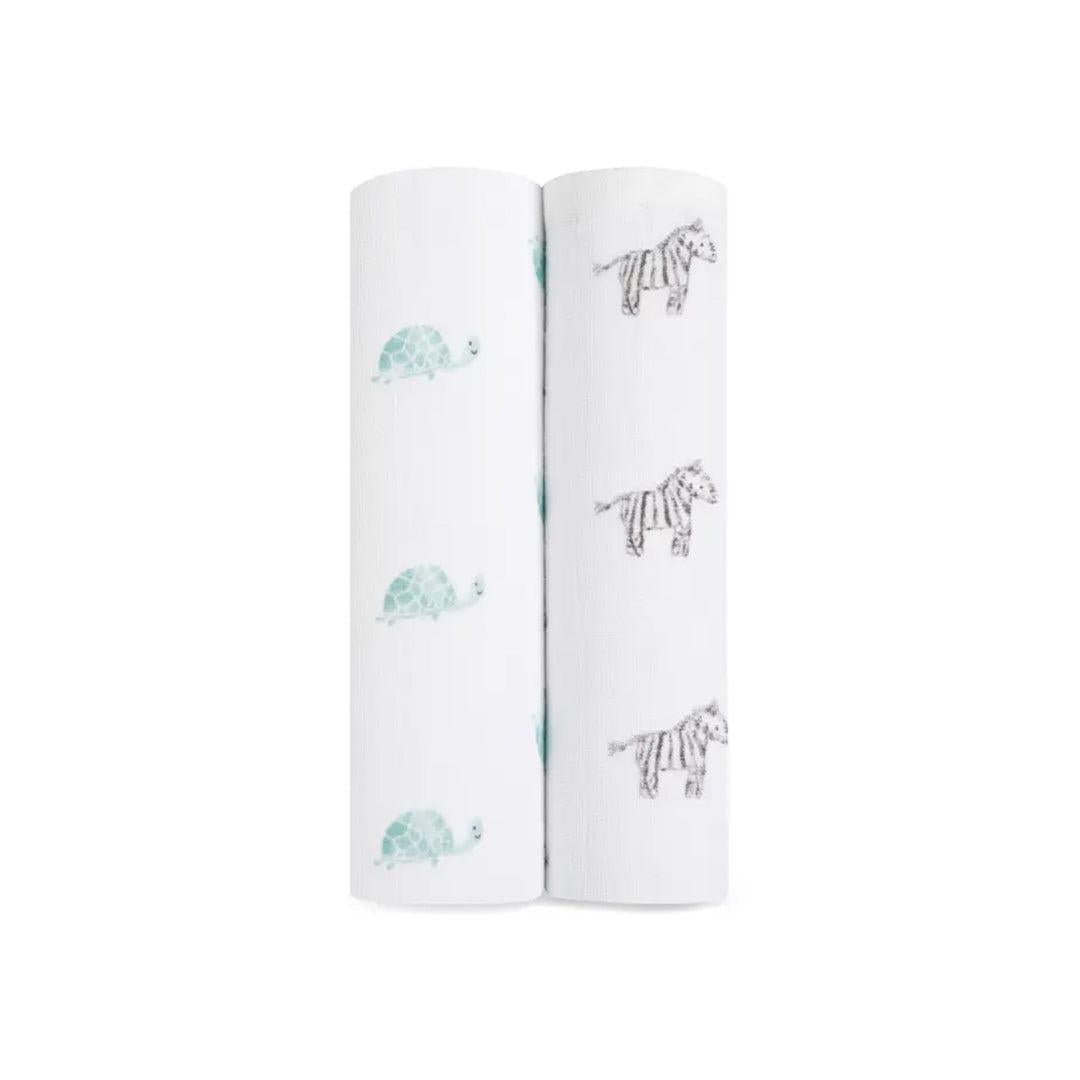 aden + anais Large Organic Cotton Muslin Swaddles 2pk - Animal Kingdom-Swaddling Wraps-Animal Kingdom-One Size | Natural Baby Shower
