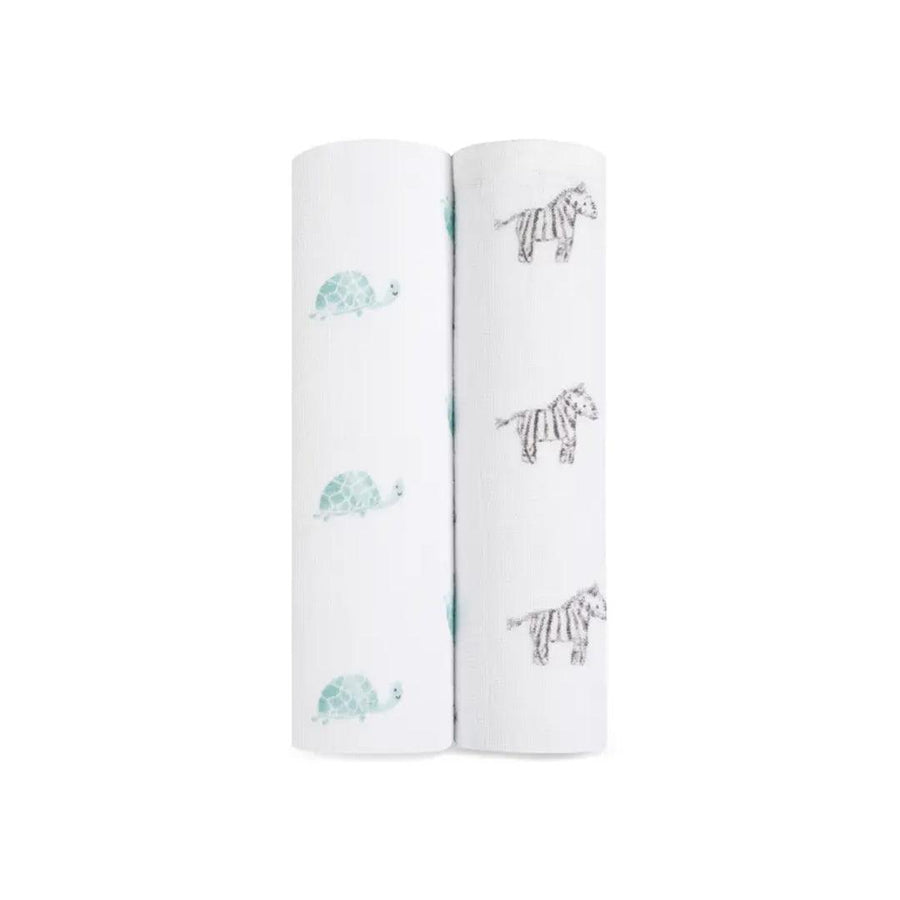aden + anais Large Organic Cotton Muslin Swaddles 2pk - Animal Kingdom-Swaddling Wraps-Animal Kingdom-One Size | Natural Baby Shower