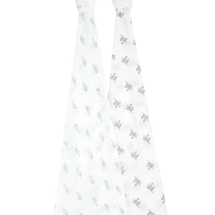 aden + anais Large Organic Cotton Muslin Swaddles 2pk - Animal Kingdom-Swaddling Wraps-Animal Kingdom-One Size | Natural Baby Shower